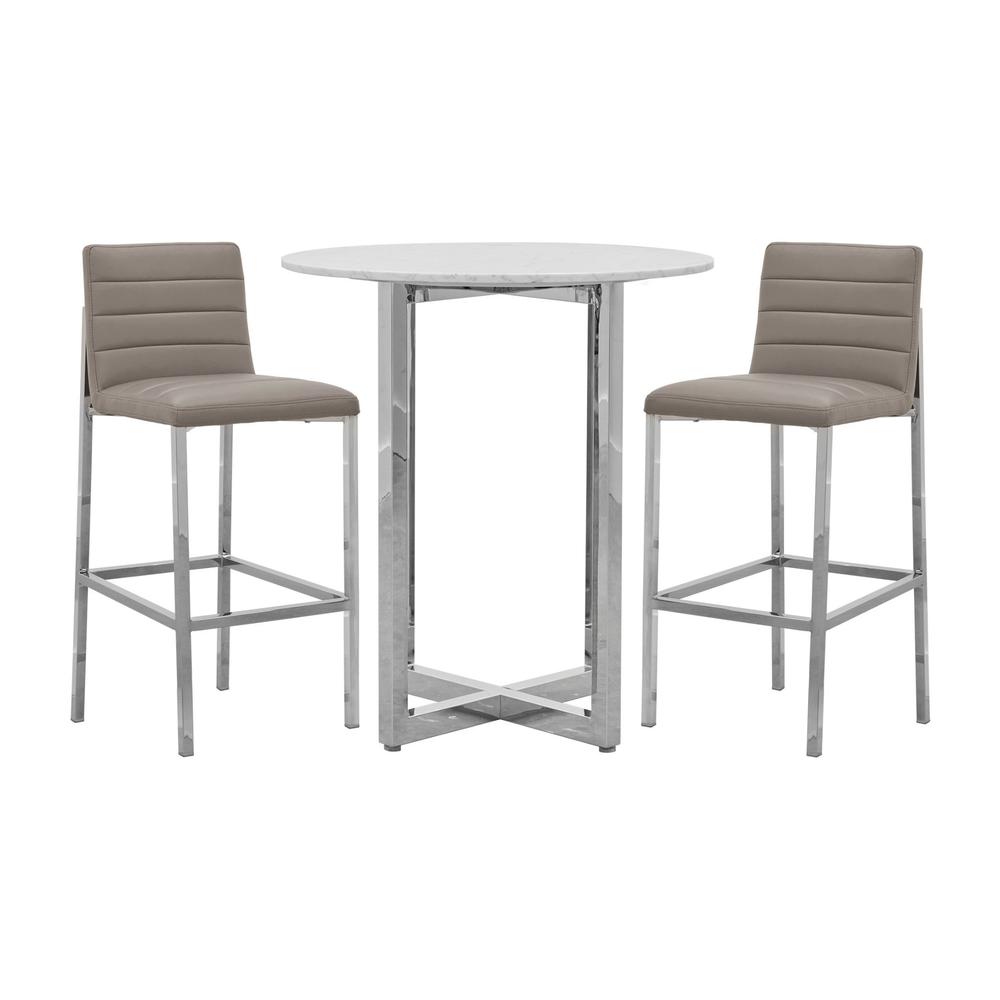 Amalfi Metal Back Bar Stool in Taupe, set of 2