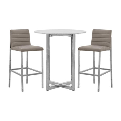 Amalfi Metal Back Bar Stool in Taupe, set of 2