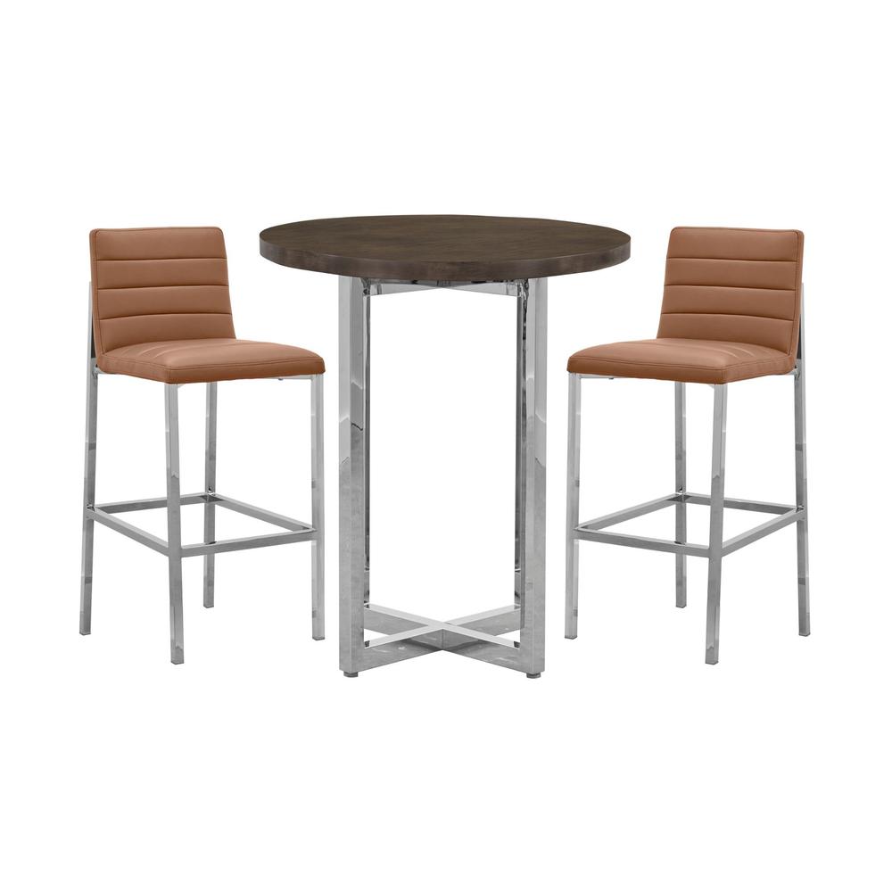 Amalfi Metal Back Bar Stool in Cognac, set of 2
