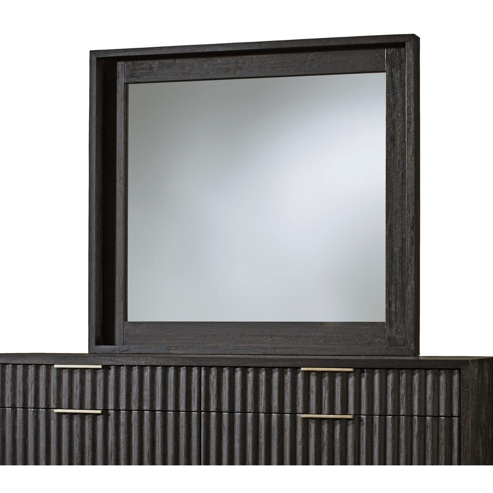 Kentfield Solid Wood Beveled Glass Mirror in Black Drifted Oak