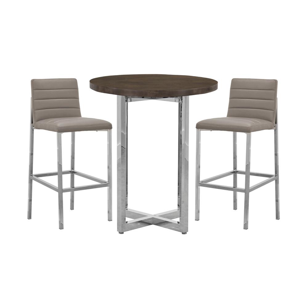 Amalfi Metal Back Bar Stool in Taupe, set of 2