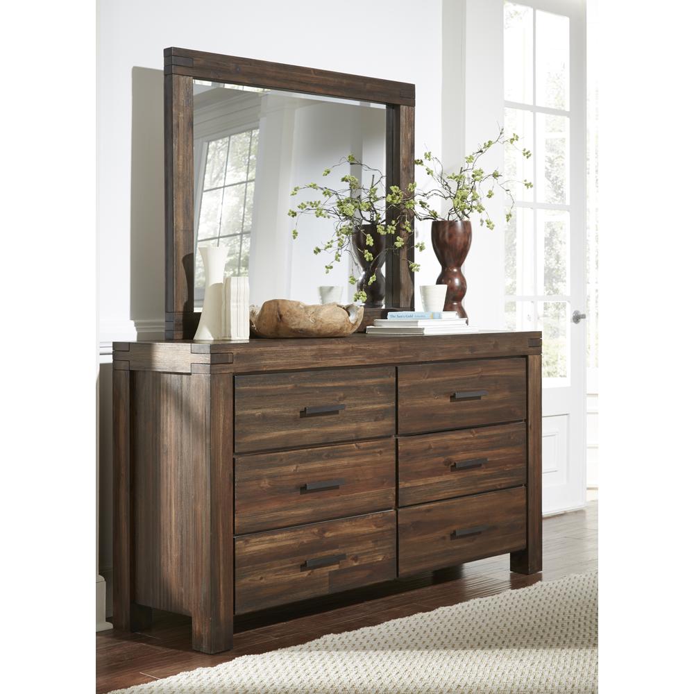 Meadow Six Drawer Solid Wood Dresser in Brick Brown (2024)