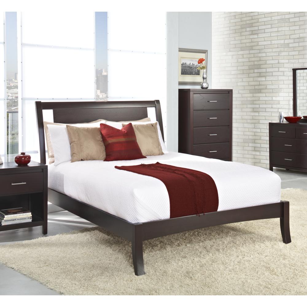 Nevis Wood Sleigh Bed in Espresso, Twin