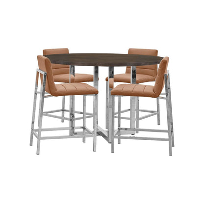 Amalfi Metal Back Counter Stool in Cognac, set of 2