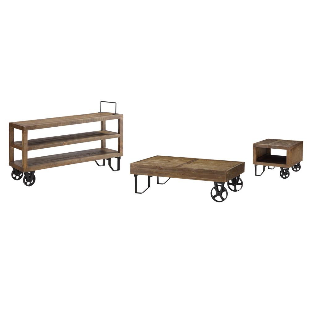Coalburn Reclaimed Wood Square Side Table in Russett Brown