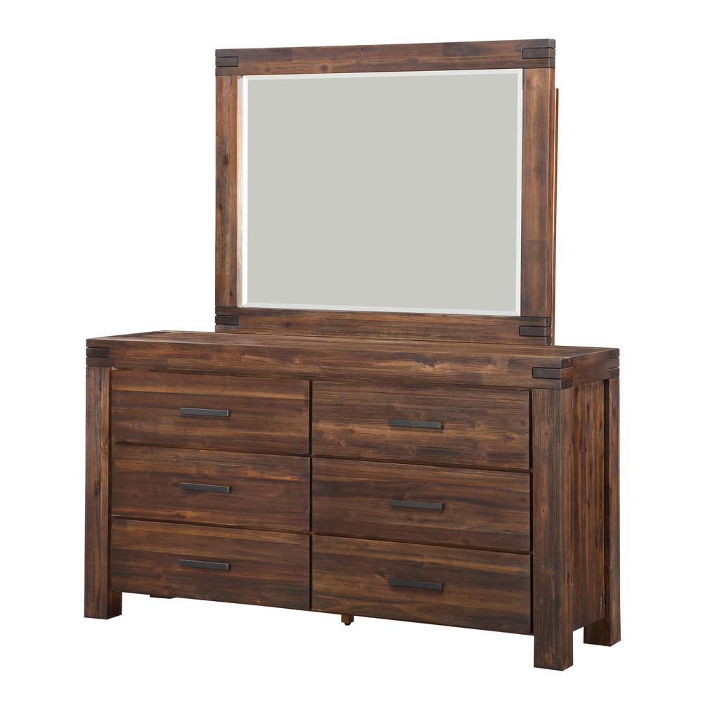 Meadow Six Drawer Solid Wood Dresser in Brick Brown (2024)