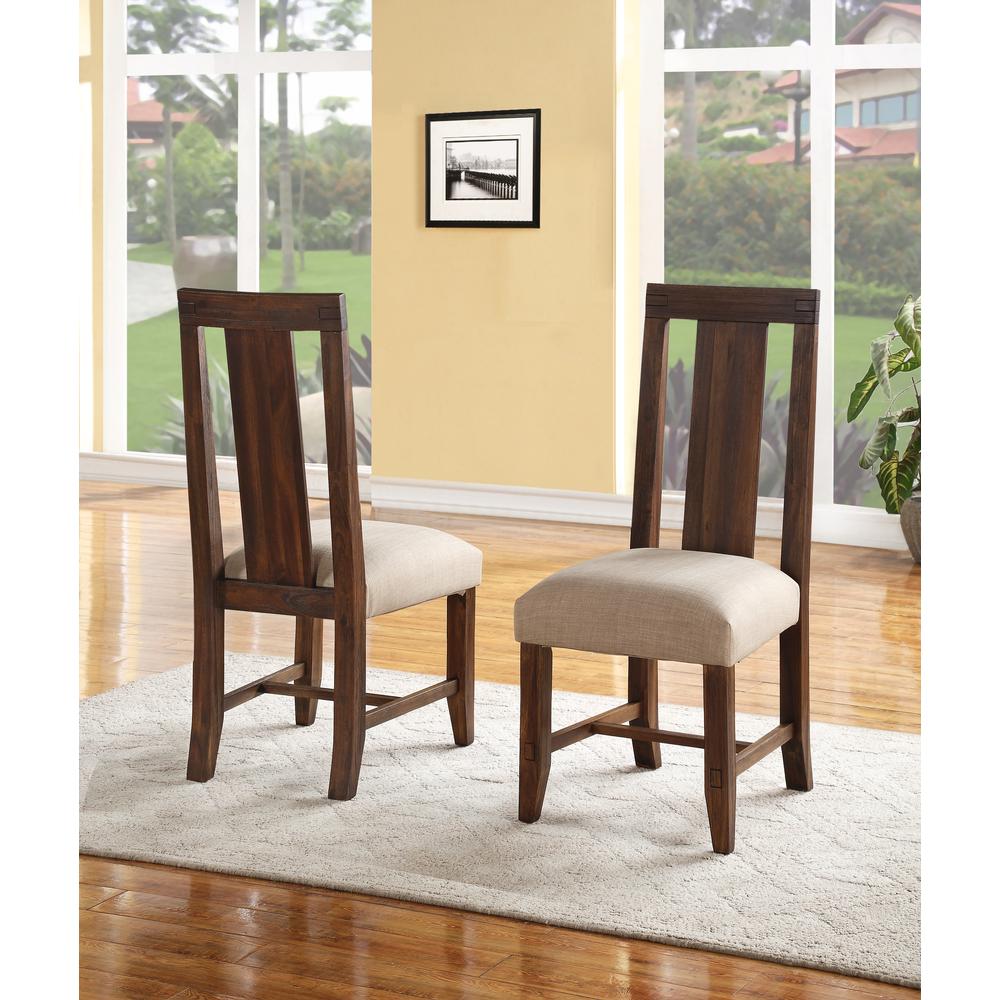 Meadow Solid Wood Upholstered Dining Chair in Brick Brown, set of 2