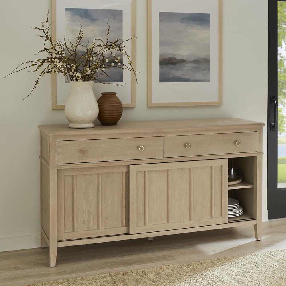 Camden Two Drawer Two Door Oak Wood Sideboard in Chai