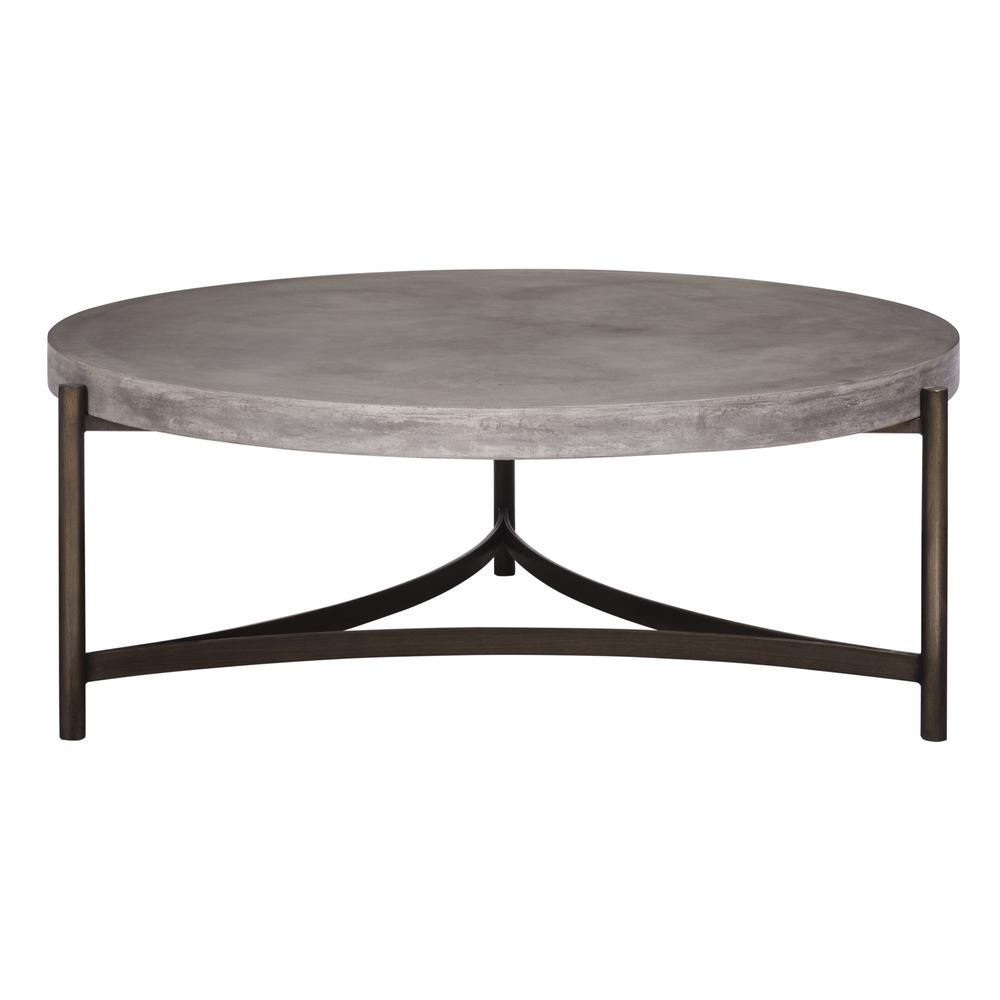 Lyon Round Natural Concrete and Metal Coffee Table