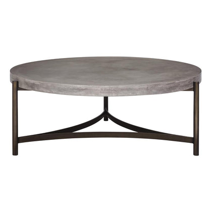 Lyon Round Natural Concrete and Metal Coffee Table