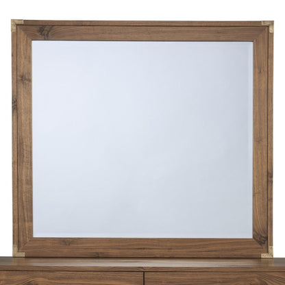 Adler Beveled Glass Mirror in Natural Walnut