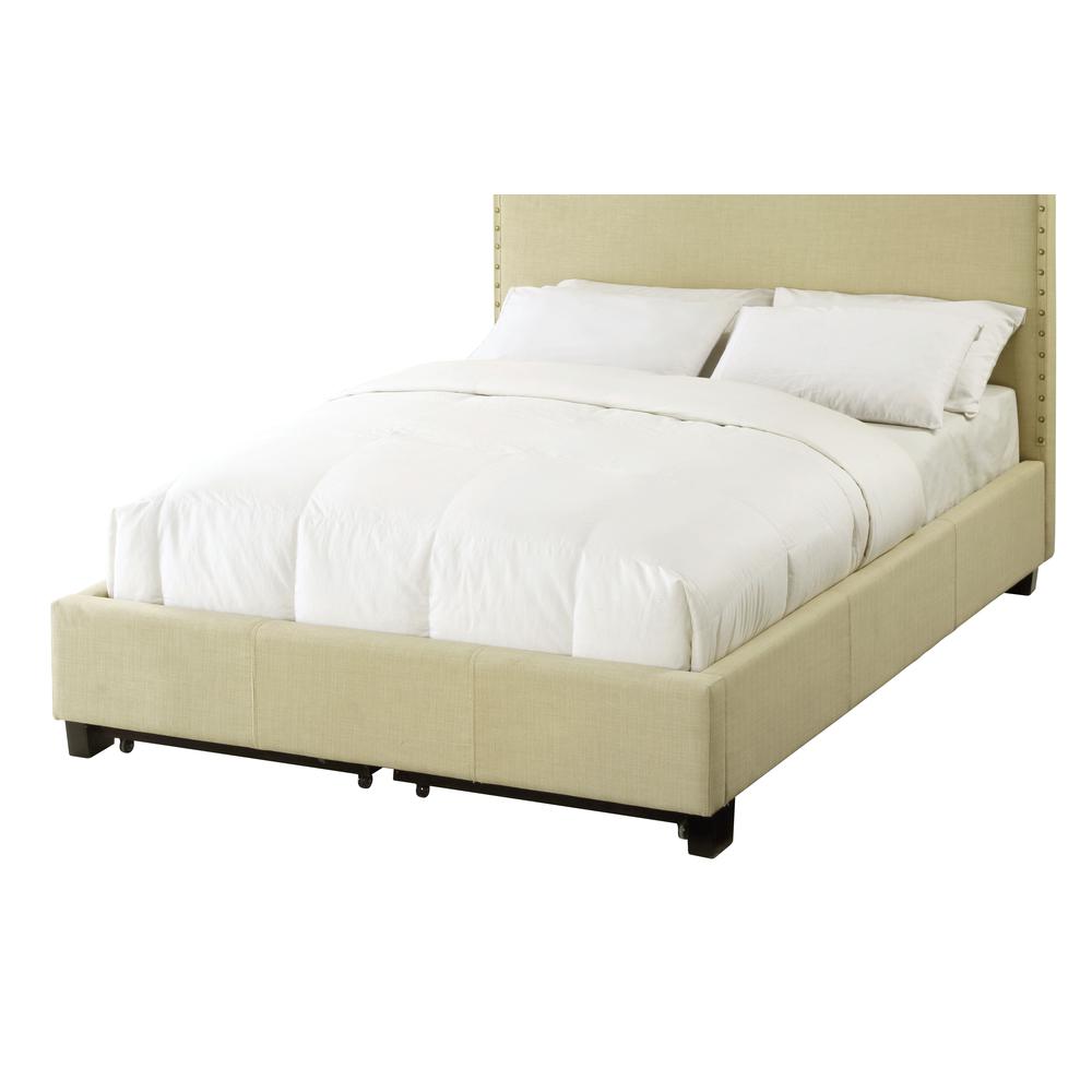 Tavel Nailhead Footboard Storage Bed in Tumbleweed