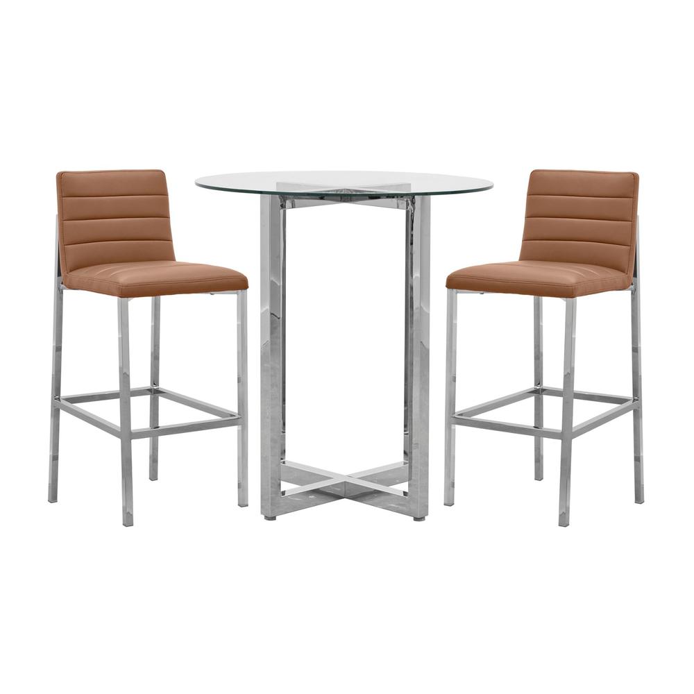 Amalfi Metal Back Bar Stool in Cognac, set of 2