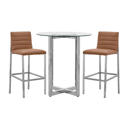 Amalfi Metal Back Bar Stool in Cognac, set of 2