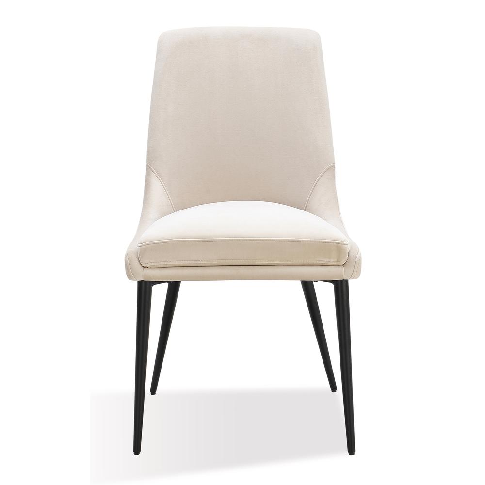Winston Upholstered Metal Leg Dining Chair in Cream and Black, set of 2