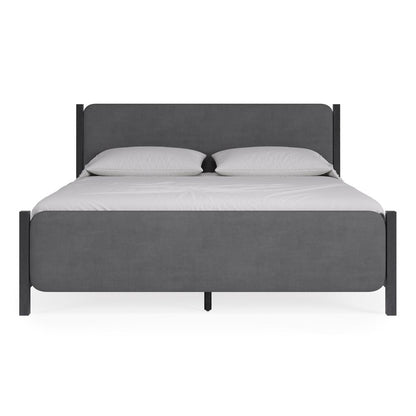 Elora Wood and Velvet Upholstered Bed in Jet and Charcoal