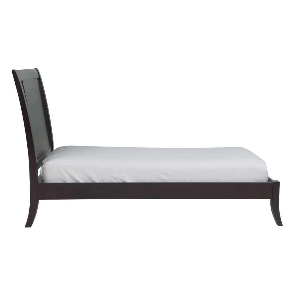 Nevis Wood Sleigh Bed in Espresso, Twin