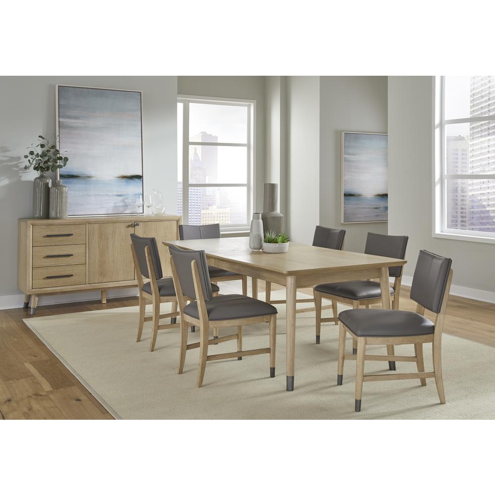 Franklin Dining Chair in Au Natural and Gray Leather