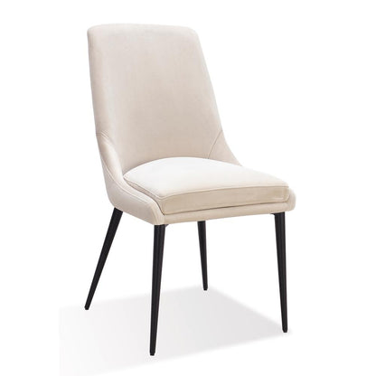 Winston Upholstered Metal Leg Dining Chair in Cream and Black, set of 2