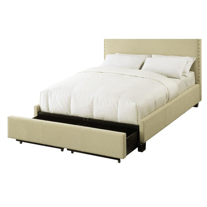 Tavel Nailhead Footboard Storage Bed in Tumbleweed