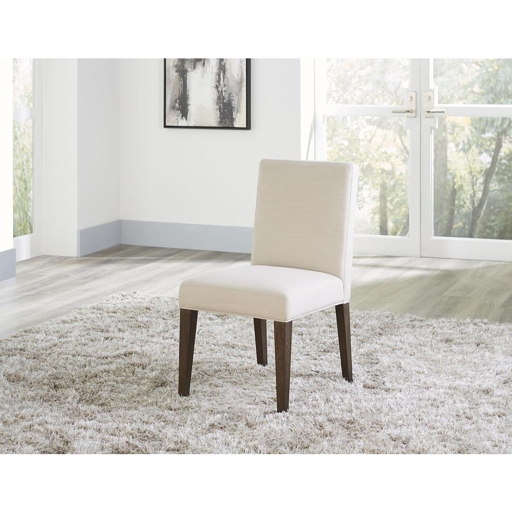 Modesto Upholstered Side Chair in Abalone Linen and French Roast, set of 2
