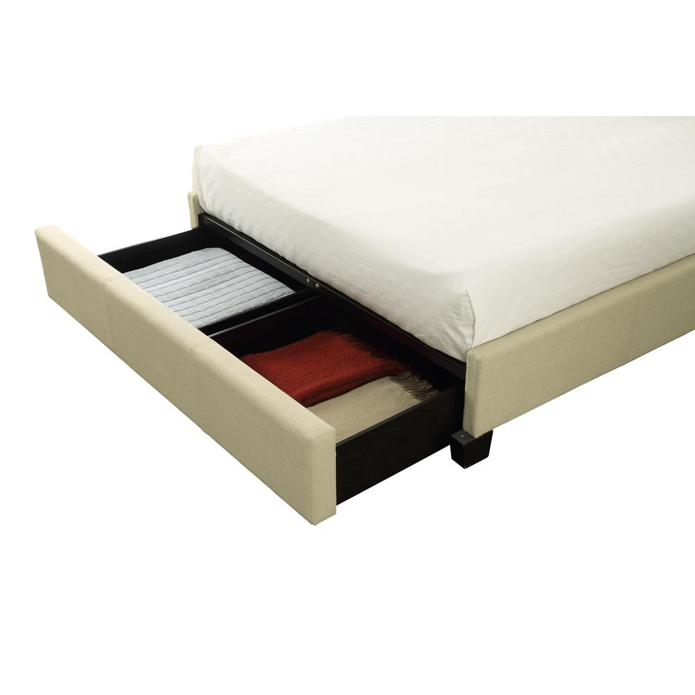Tavel Nailhead Footboard Storage Bed in Tumbleweed
