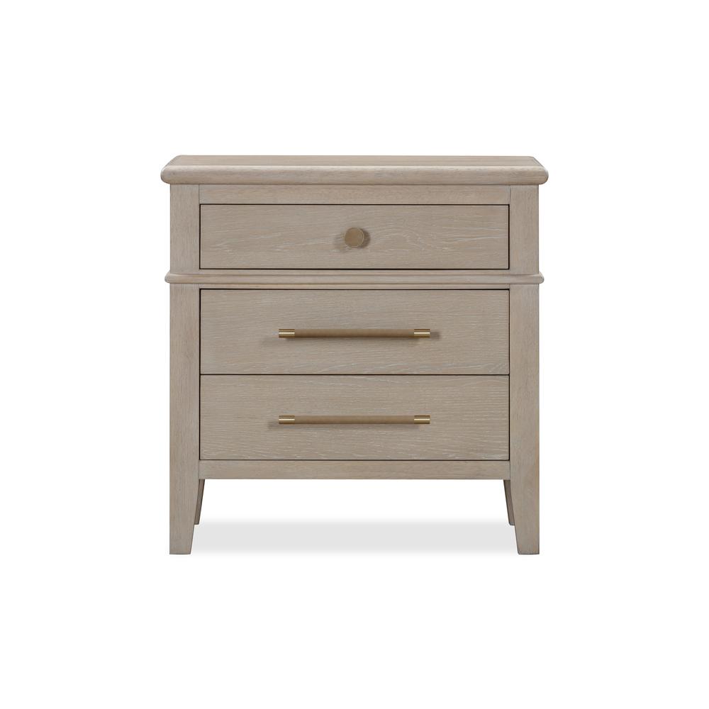 Camden Three Drawer Oak Wood Nightstand in Chai