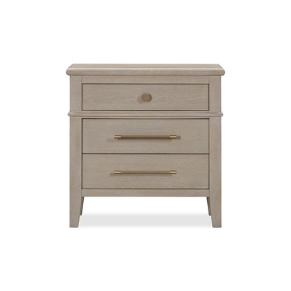 Camden Three Drawer Oak Wood Nightstand in Chai