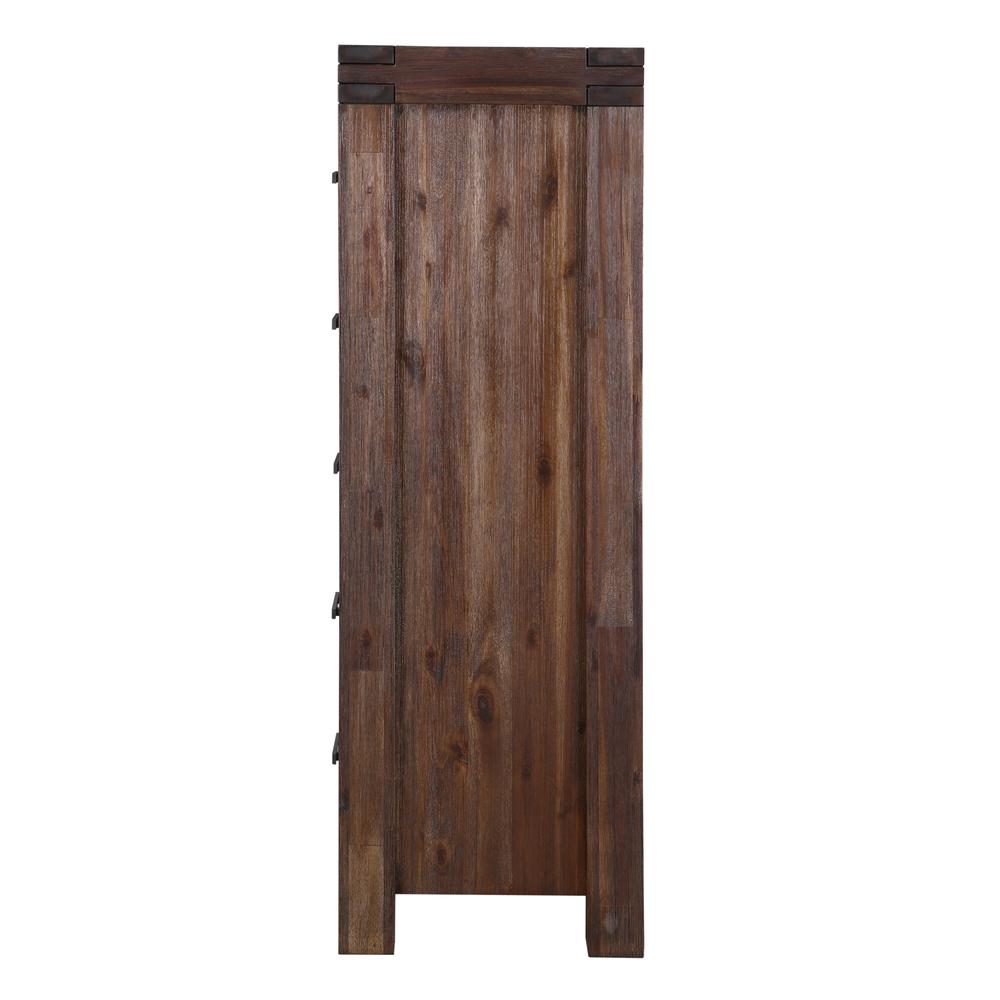Meadow Five Drawer Solid Wood Chest in Brick Brown (2024)