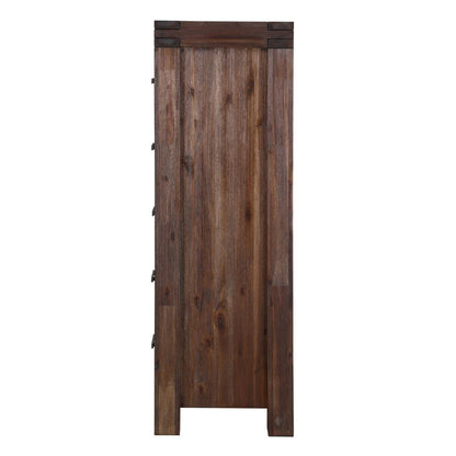 Meadow Five Drawer Solid Wood Chest in Brick Brown (2024)
