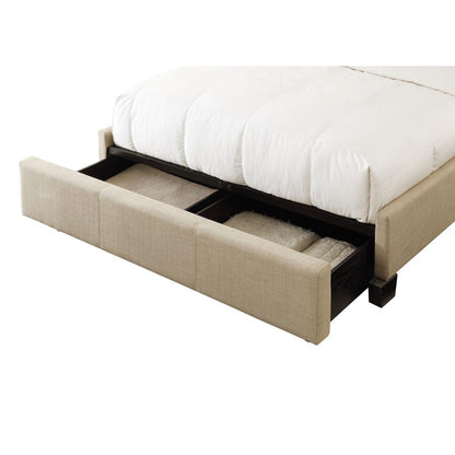 Levi Tufted Footboard Storage Bed in Toast Linen