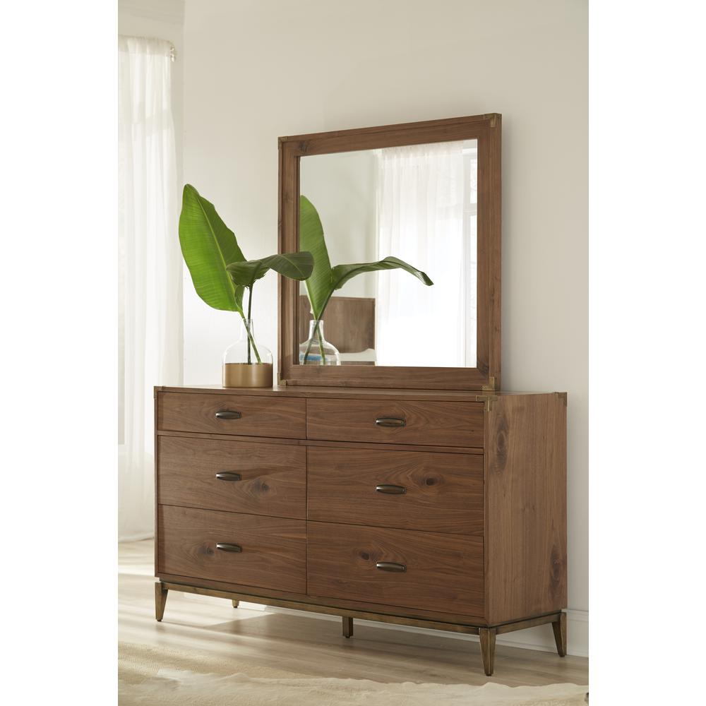 Adler Beveled Glass Mirror in Natural Walnut