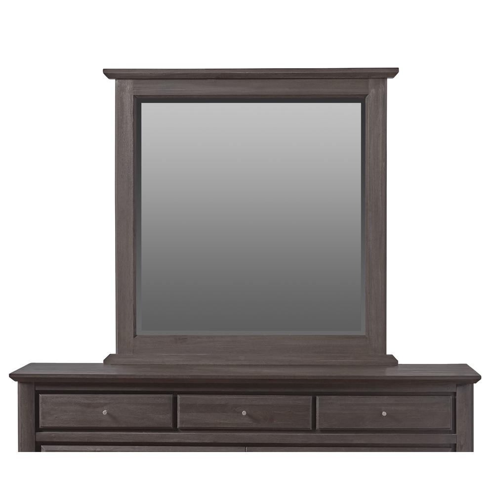 City II Beveled Glass Mirror in Basalt Gray