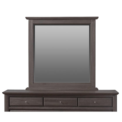 City II Beveled Glass Mirror in Basalt Gray