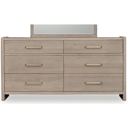 Gardenia Six Drawer Oak Wood Dresser in Chai