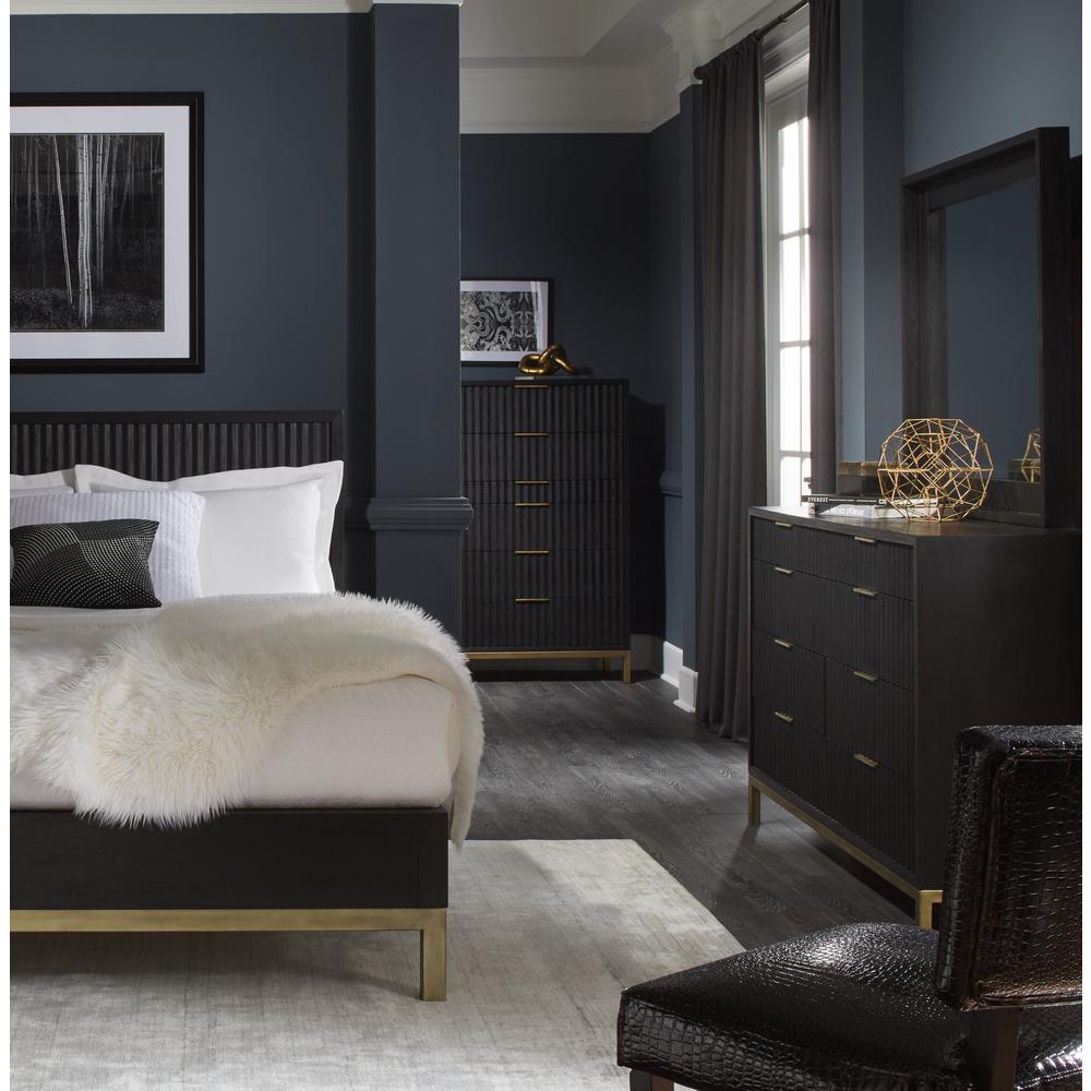 Kentfield Solid Wood Beveled Glass Mirror in Black Drifted Oak