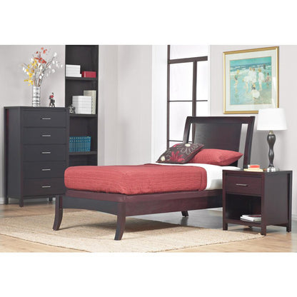 Nevis Wood Sleigh Bed in Espresso, Twin
