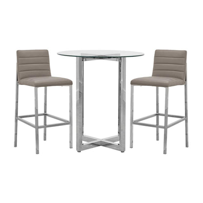 Amalfi Metal Back Bar Stool in Taupe, set of 2