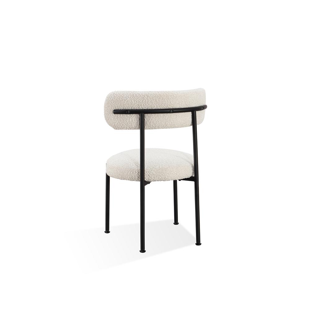 Aere Boucle Upholstered Metal Leg Dining Chair in Ivory and Black, set of 2