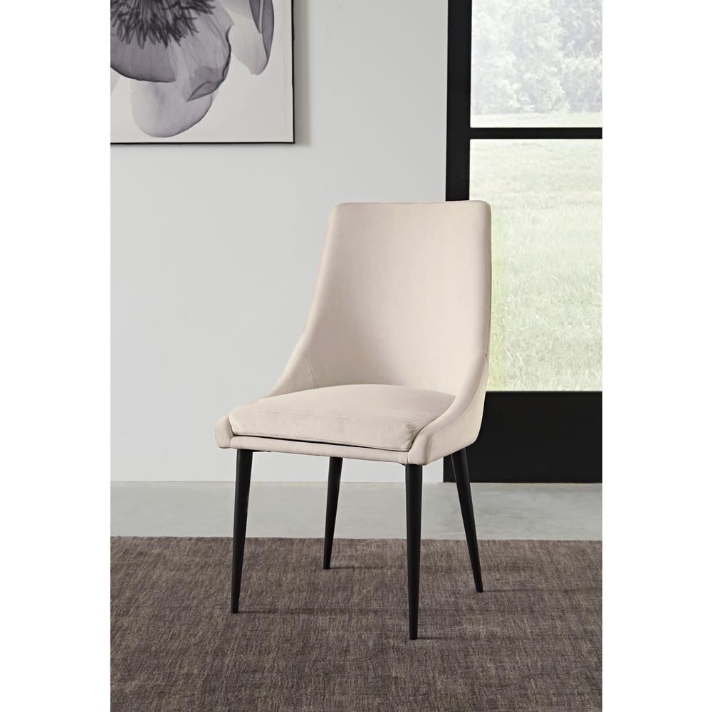 Winston Upholstered Metal Leg Dining Chair in Cream and Black, set of 2