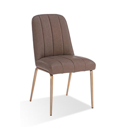 Upholstered Dining Chair in Cinnamon Synthetic Leather, set of 2