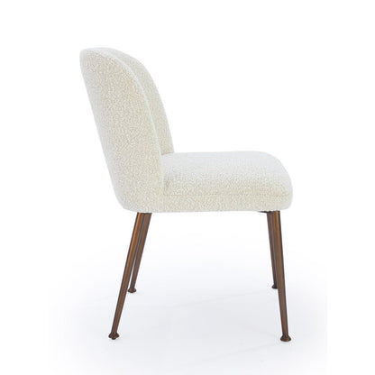 Avery Upholstered Dining Chair in Ricotta Boucle and Bronze Metal, set of 2