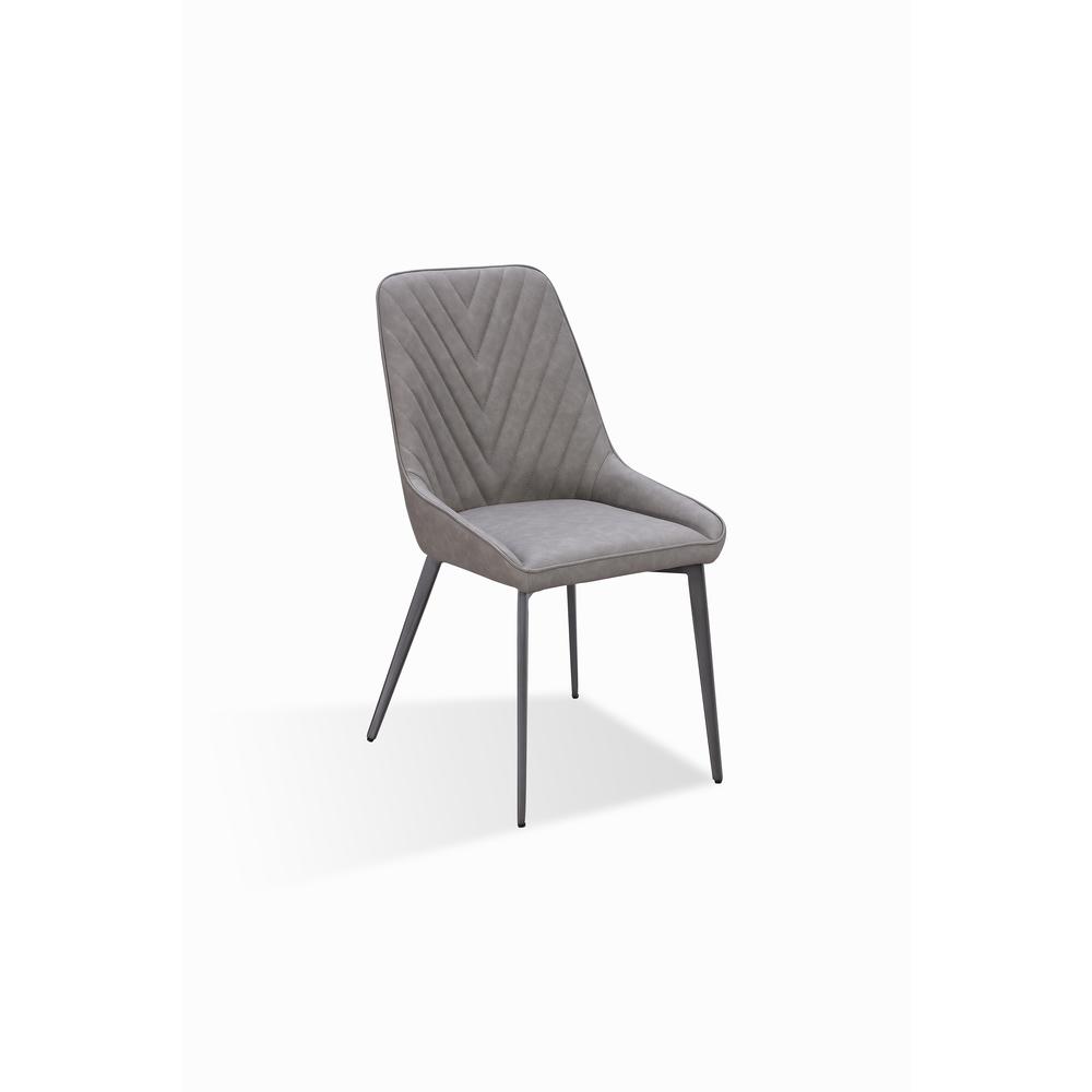 Metal Leg Upholstered Dining Chair in Anchor Gray Synthetic Leather, set of 2