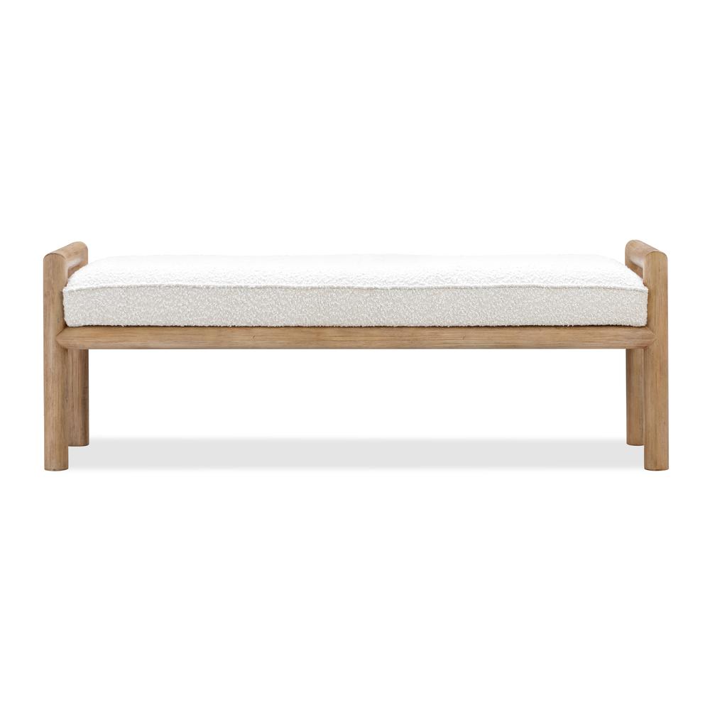Dorsey Boucle Upholstered Wooden Bench in Granola and Ricotta