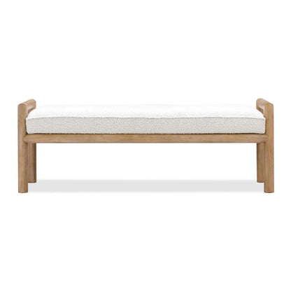 Dorsey Boucle Upholstered Wooden Bench in Granola and Ricotta
