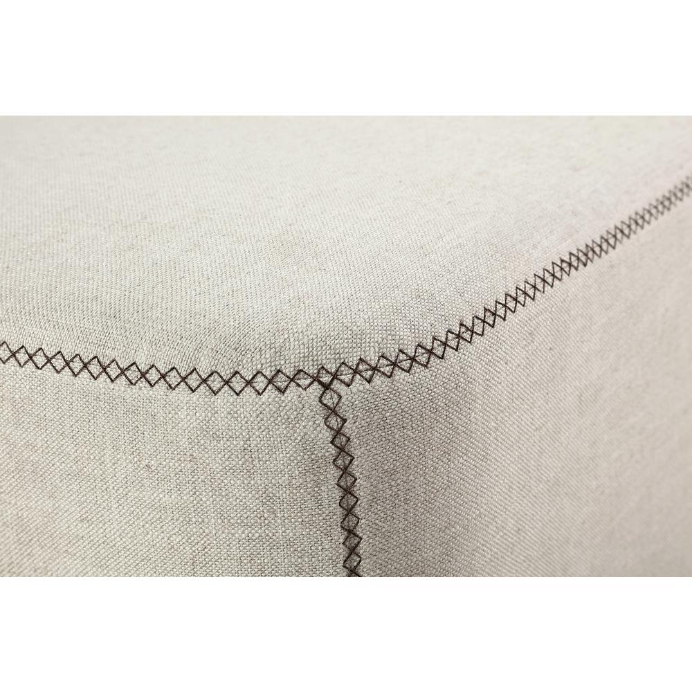 Louis Upholstered Ottoman in Natural Linen