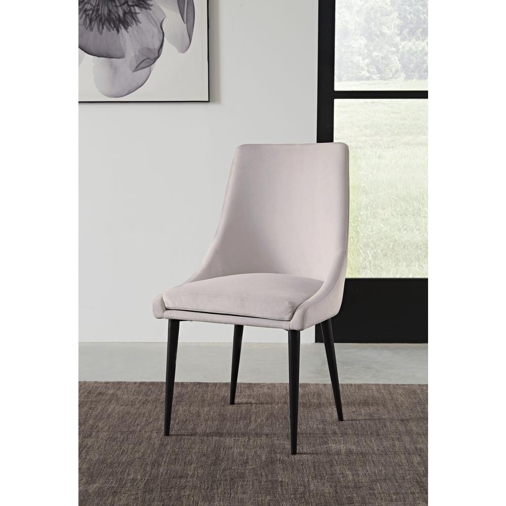Winston Upholstered Metal Leg Dining Chair in Ash Grey and Black, set of 2