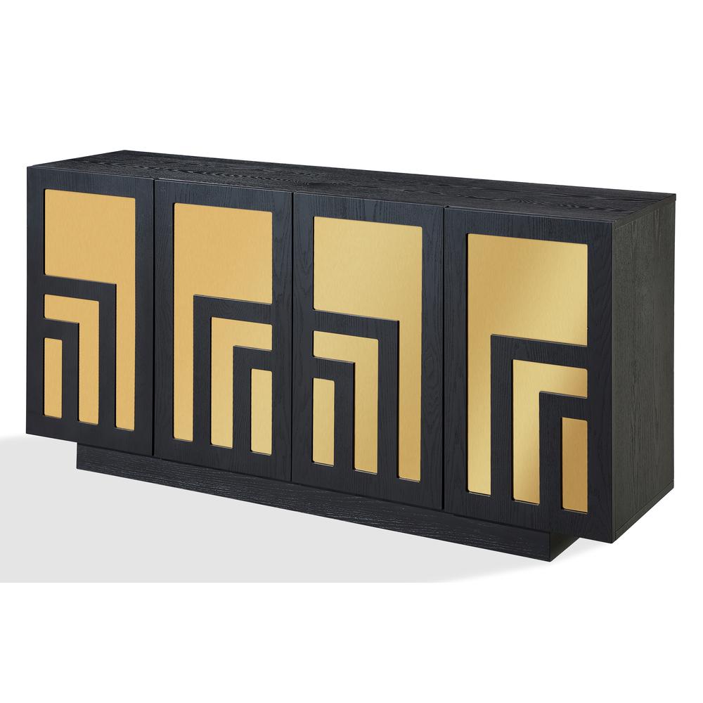 Doheny Wood and Metal  Two Door Sideboard in Black and Brass