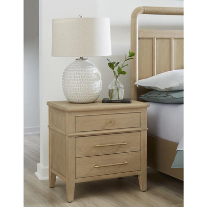 Camden Three Drawer Oak Wood Nightstand in Chai