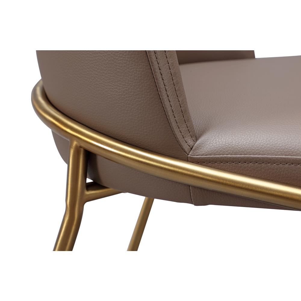 Doheny Leather Upholstered Metal Leg Dining Chair in Boots and Brass, set of 2